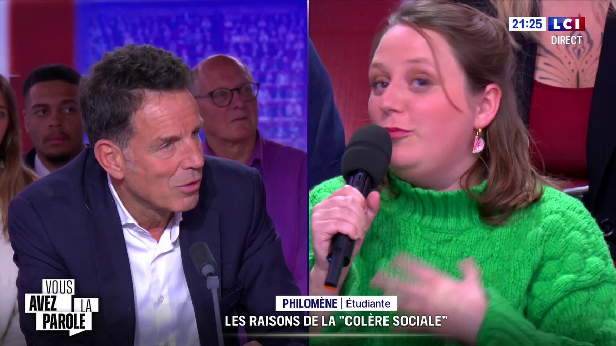 « - Je suis étudiante en école d'infirmière, je commence un stage dans un Ehpad et je vais être payée 1€ de l'heure. Pendant ce temps, vous vous gagnez combien ? - Je ne vais pas vous répondre. - Oups » Une étudiante recadre l'ancien président du MEDEF.