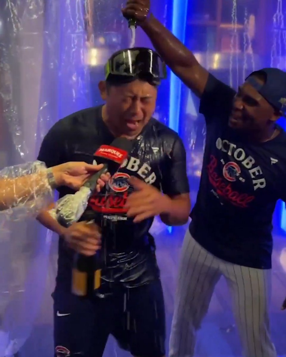 YUMMY YUMMY YUMMY! Shota Imanaga is enjoying the Chicago Cubs NLDS berth 😂