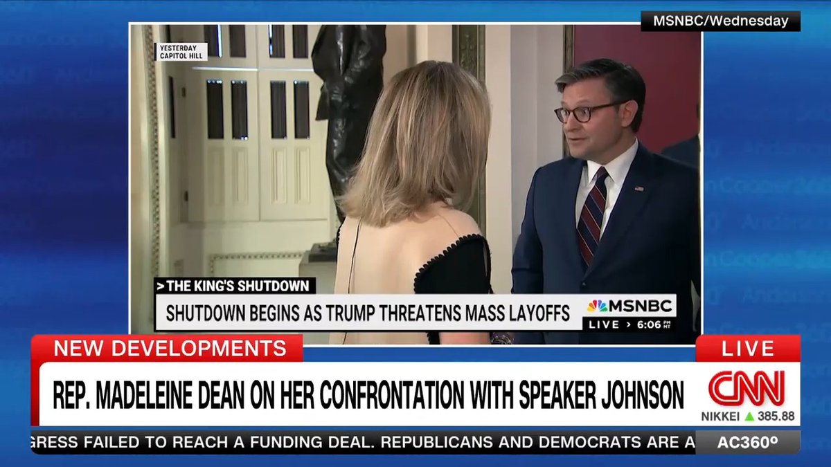 "I am gravely worried for the leadership of the United States. I want this president to succeed, but it is clear to me that he is unwell": @RepMadeleineDean on her confrontation with House Speaker Johnson and her comment that the president is "unhinged" and "unwell".
