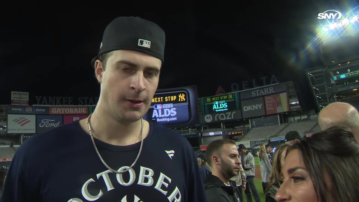 "To be able to go out there and put their season down, that's something I can hold over everyone I know back home for at least another year." Cam Schlittler with Michelle Margaux after pitching eight shutout innings in the Yankees' win over the Red Sox: