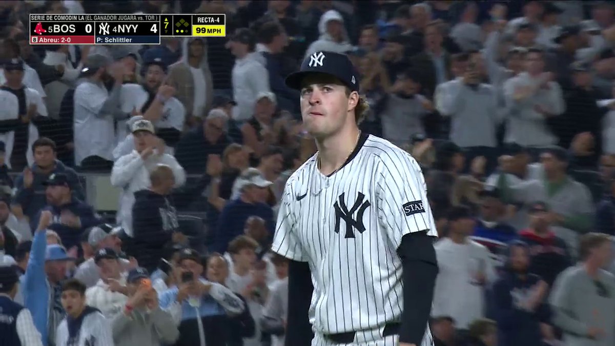 Cam Schlittler es el primer lanzador en la historia de la postemporada de MLB, en lanzar 8 entradas sin carreras con 12 o más ponches y 0 bases por bolas en un juego 👏