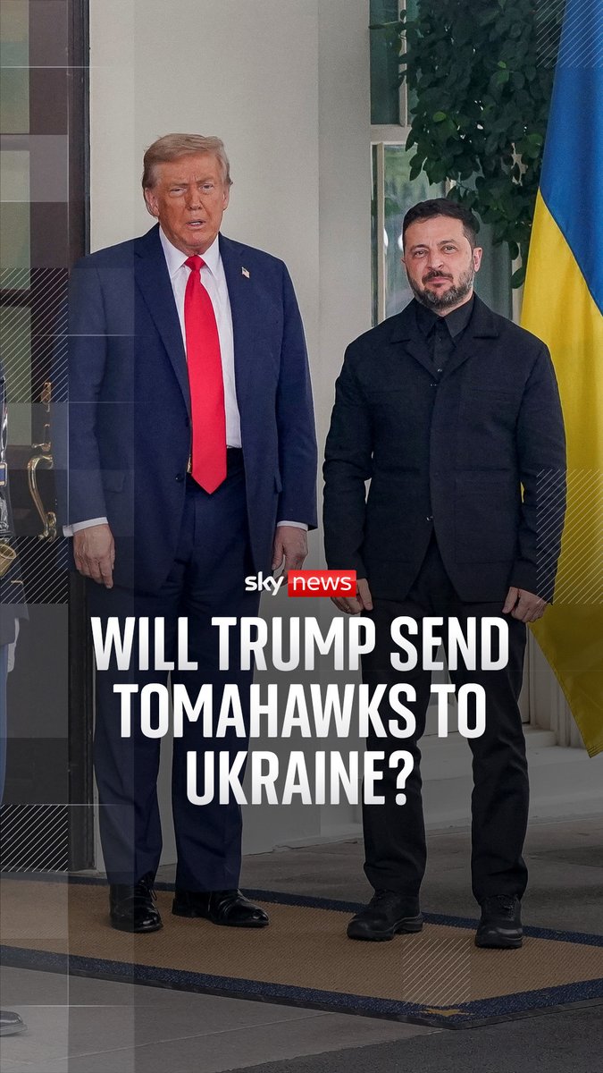 Trump, Zelenskyy and the Tomahawk: will US send long-range missiles to Ukraine? ⁠ ⁠ Zelenskyy told Sky News’ @AliBunkallSky that they discussed Tomahawk long-range missiles with Trump. ⁠ 🔗 Read more: