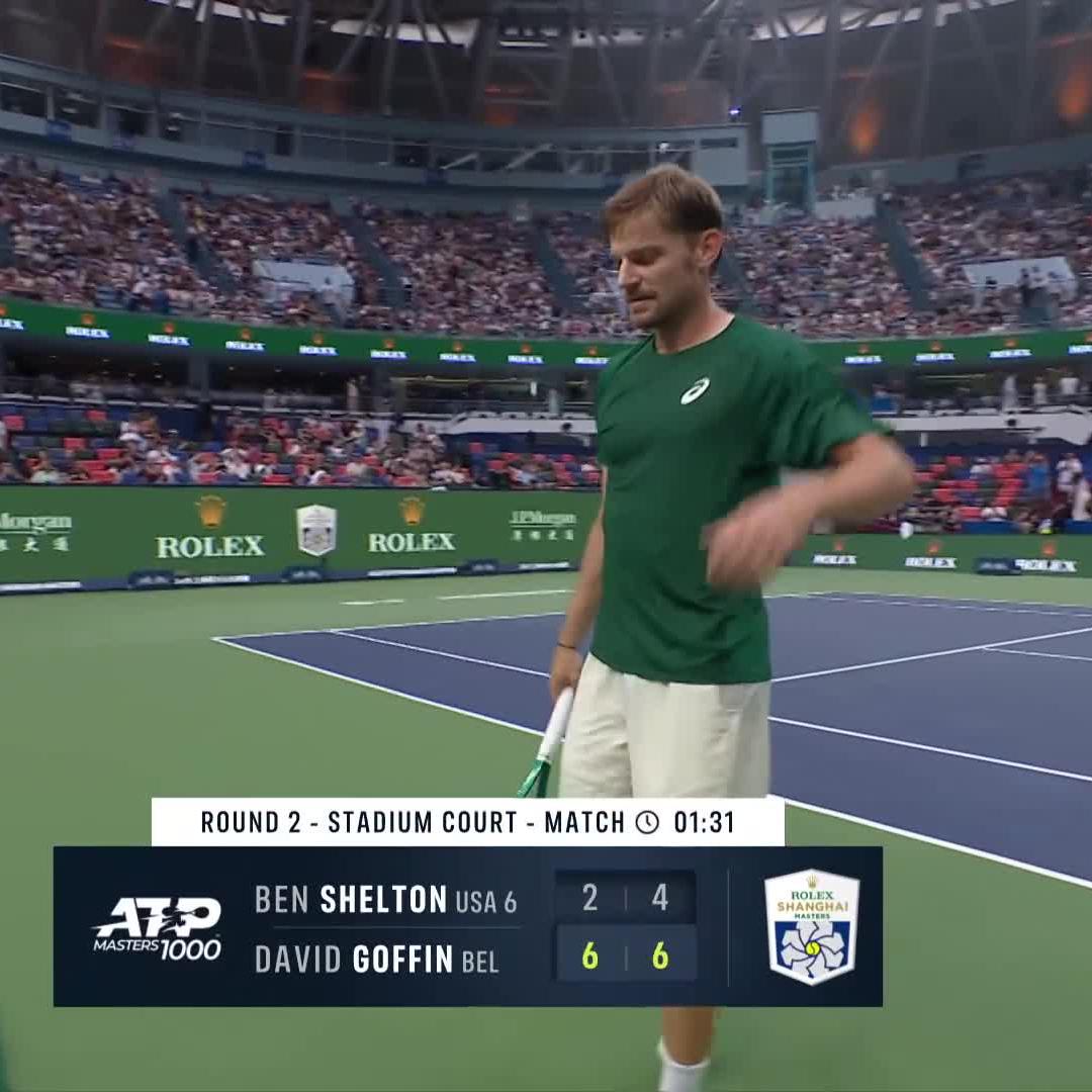 Second top 10 win of the year 👏 David Goffin takes out the returning Ben Shelton 6-2 6-4 to move on in Shanghai ✅ #RolexShanghaiMasters