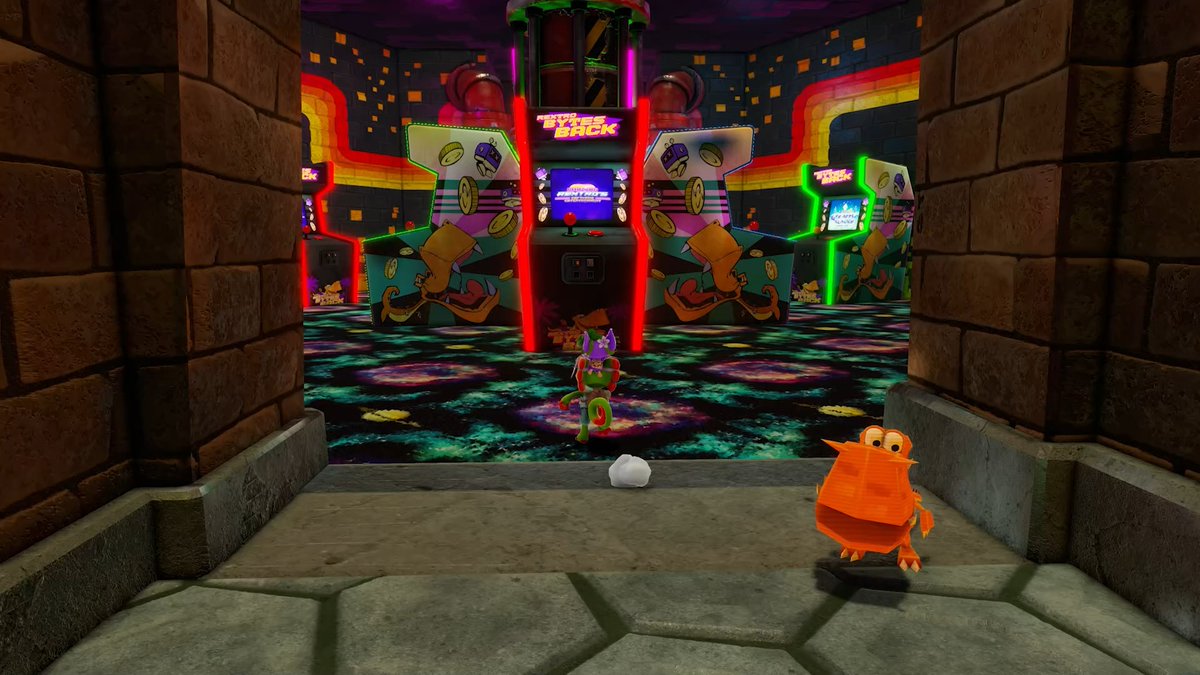 Yooka and Laylee clearly have no respect for the classics… 🎮💥 Poor Rextro’s machine never saw it coming, but at least there’s a shiny Pagie inside! Yooka-Replaylee launches October 9th!