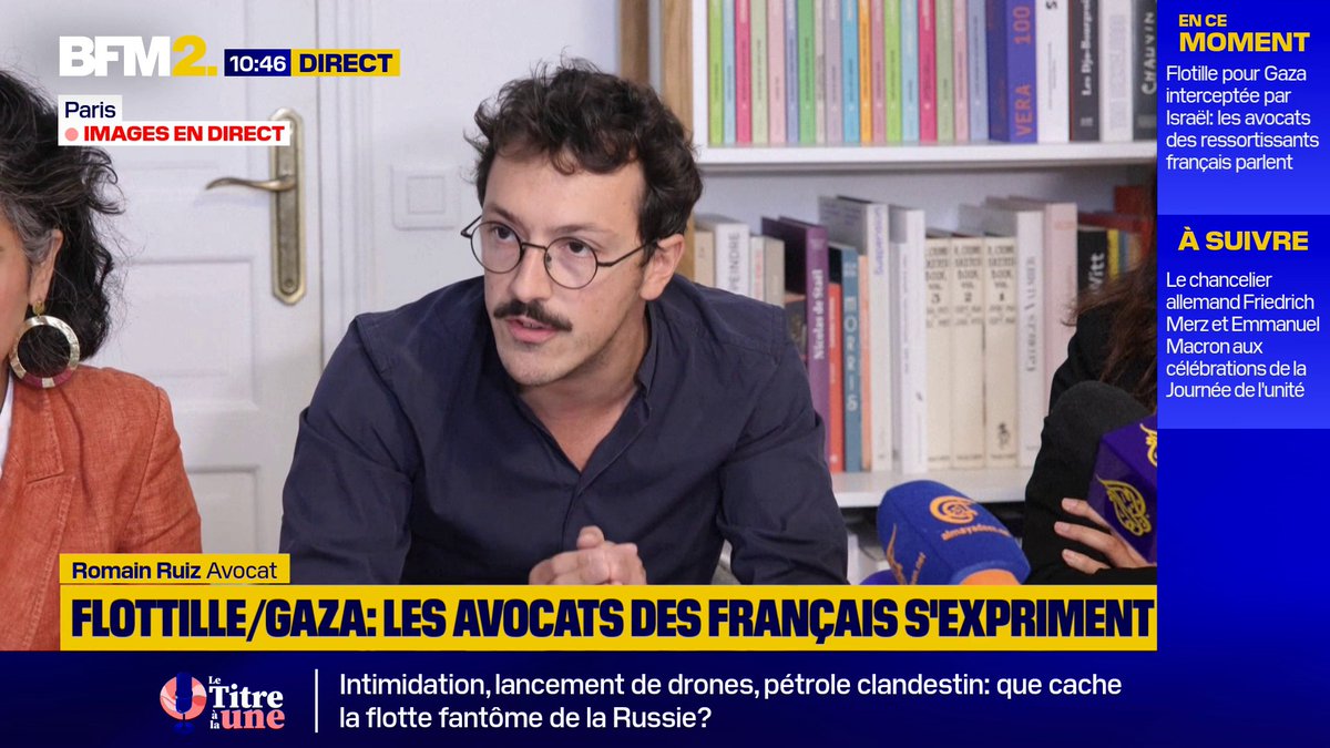 💬 "Nous sommes 24h plus tard et il n'y a eu aucune réaction juridique, en droit, des autorités françaises" Romain Ruiz, avocat des ressortissants français à bord de la flottille Global Sumud, pointe un "double discours" de la France face aux agissements d'Israël #BFM2
