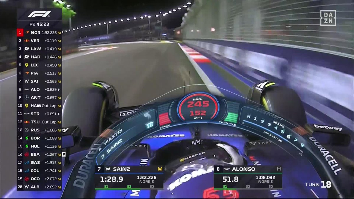 🚨 ¡ESTÁ PASANDOOOO! LOS NUESTROS VAN VOLANDO 🚀🇪🇸 Vueltones de Alonso y Sainz para colocarse 2º y 3º momentáneamente 💥 #SingapurDAZNF1 🇸🇬