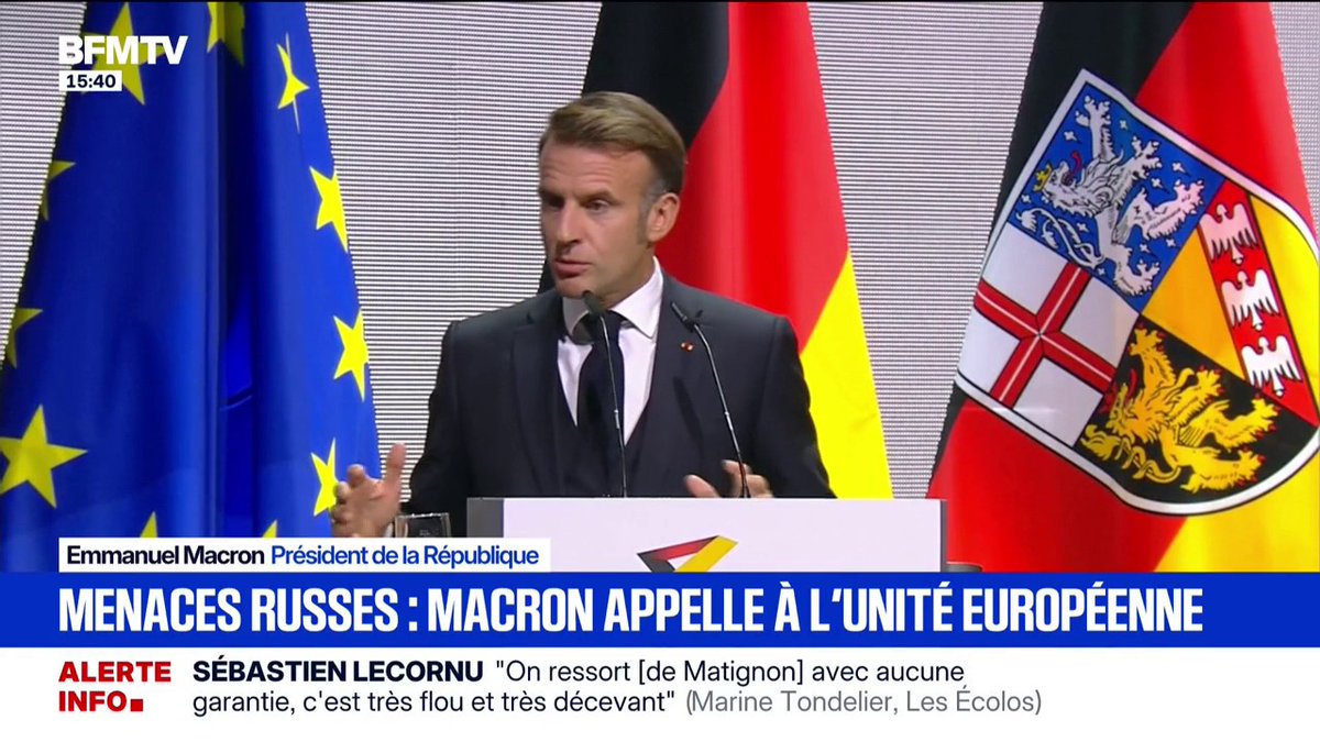 Emmanuel Macron: "La guerre revient sur notre sol par l'agression russe en Ukraine"