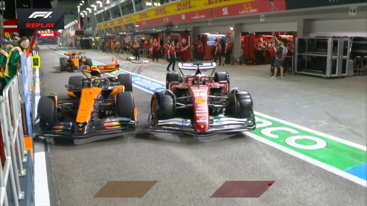 Charles Leclerc hits Lando Norris after being released out of the garage 😱