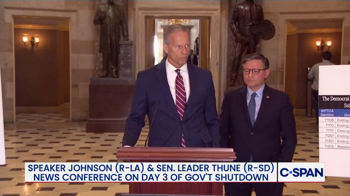 .Leader John Thune on potential program cuts: "Any administration is going to make decisions based on their priorities...that's the situation the Democrats have put this administration in...they're going to make decision that are consistent with their priorities."