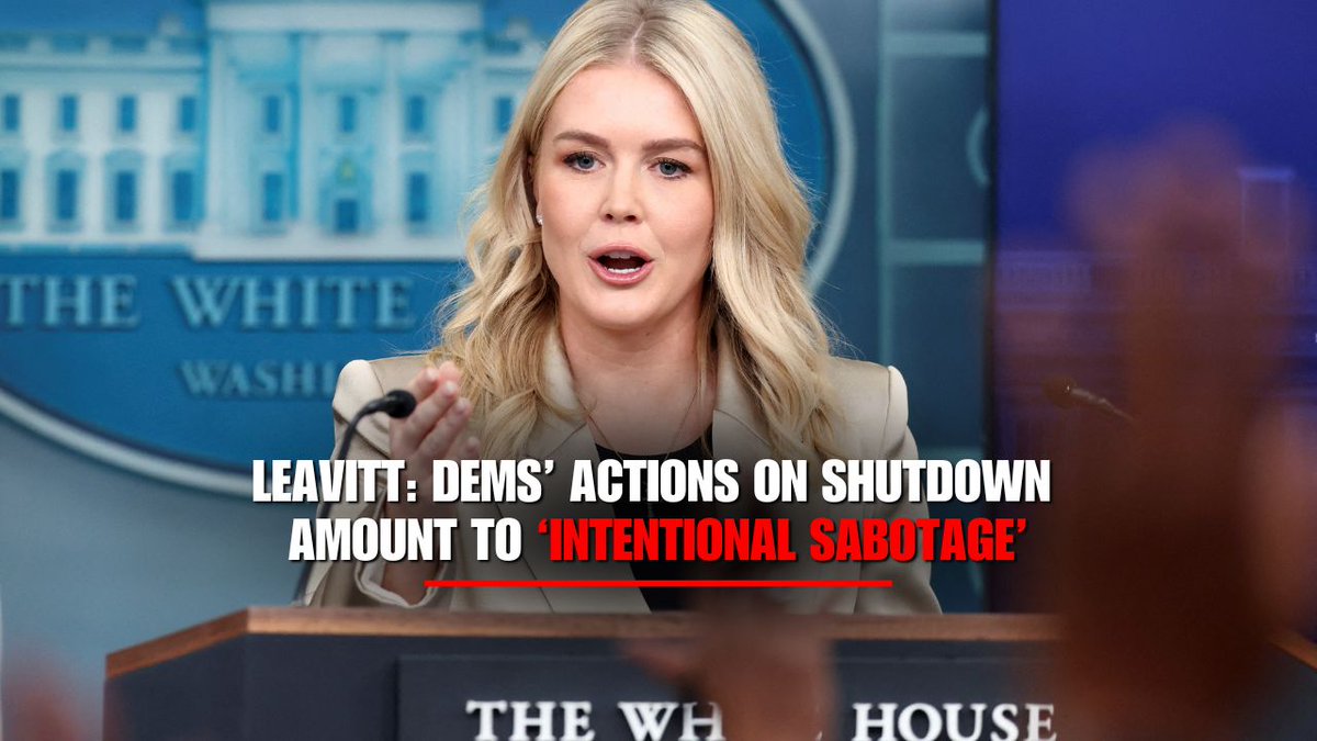 KAROLINE LEAVITT: "What's clear is that the Democrats actions account to an intentional sabotage of our country and our people by shutting down our government." "This madness must end."