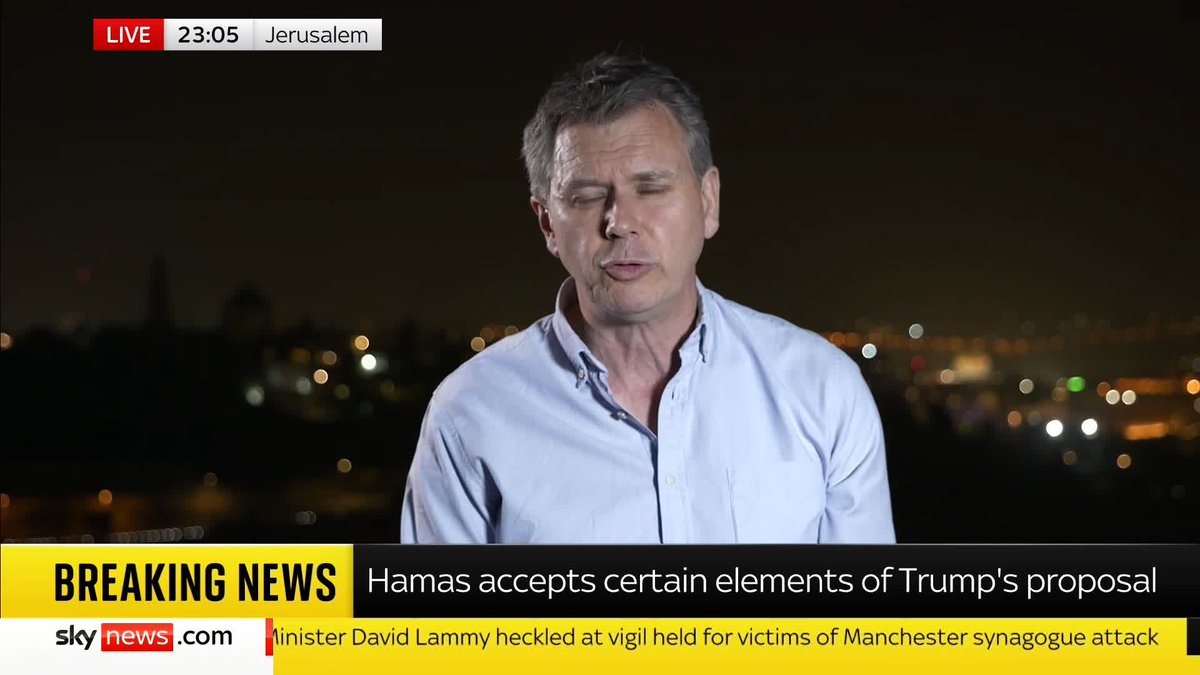 BREAKING: Hamas has said it accepts some elements of Donald Trump's Gaza peace plan. It's a 'significant moment', says Sky's @AdamParsons ⬇ 📺 Sky 501 and YouTube