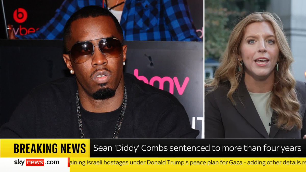 BREAKING: Sean 'Diddy' Combs has been sentenced to more than four years in prison. Sky's Martha Kelner reports from New York. Read more: 📺 Sky 501, Virgin 602, Freeview 233 and YouTube