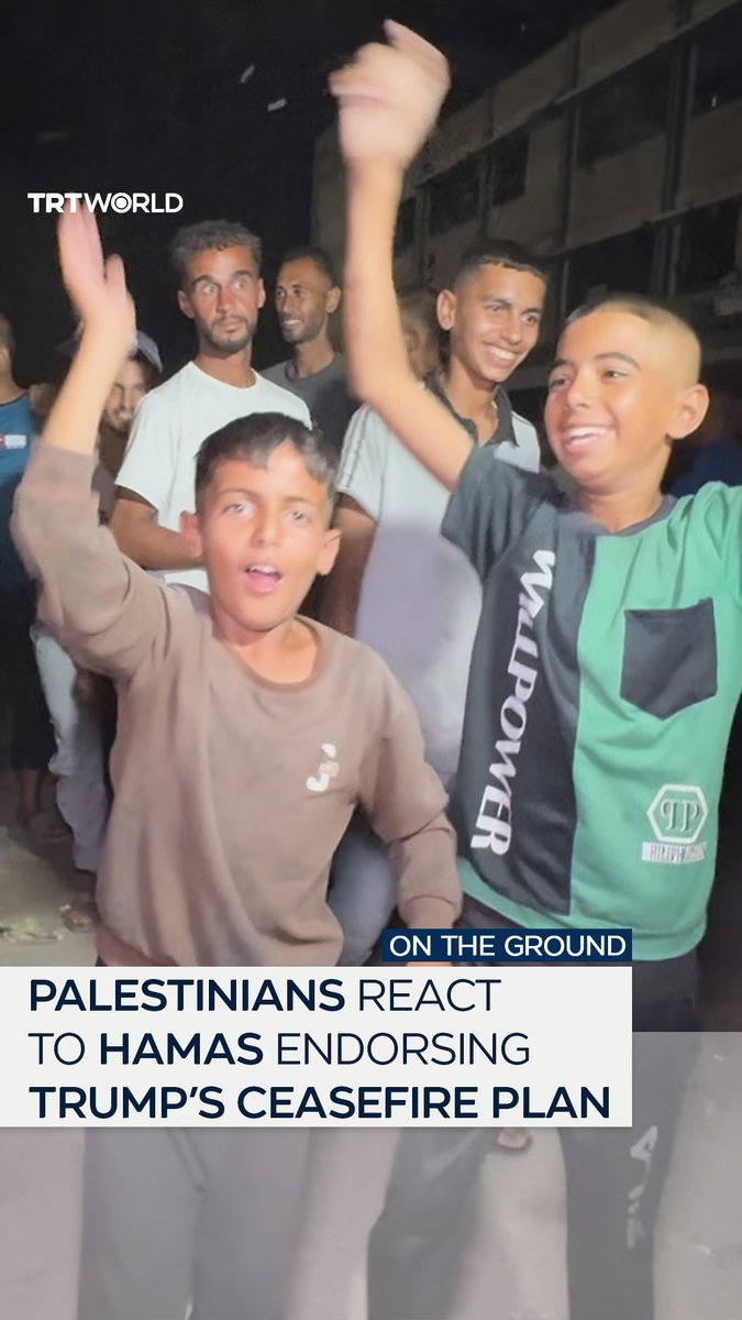 Palestinians in Gaza gathered to express their happiness after Hamas agreed 'in principle' to Trump's Gaza ceasefire plan