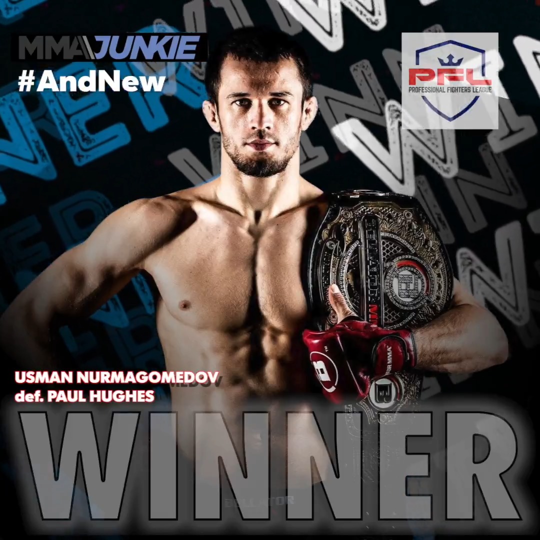 PFL #RoadToDubai results: Usman Nurmagomedov def. Paul Hughes via unanimous decision (50-45, 49-46, 48-47) – to become lightweight champion Full results: