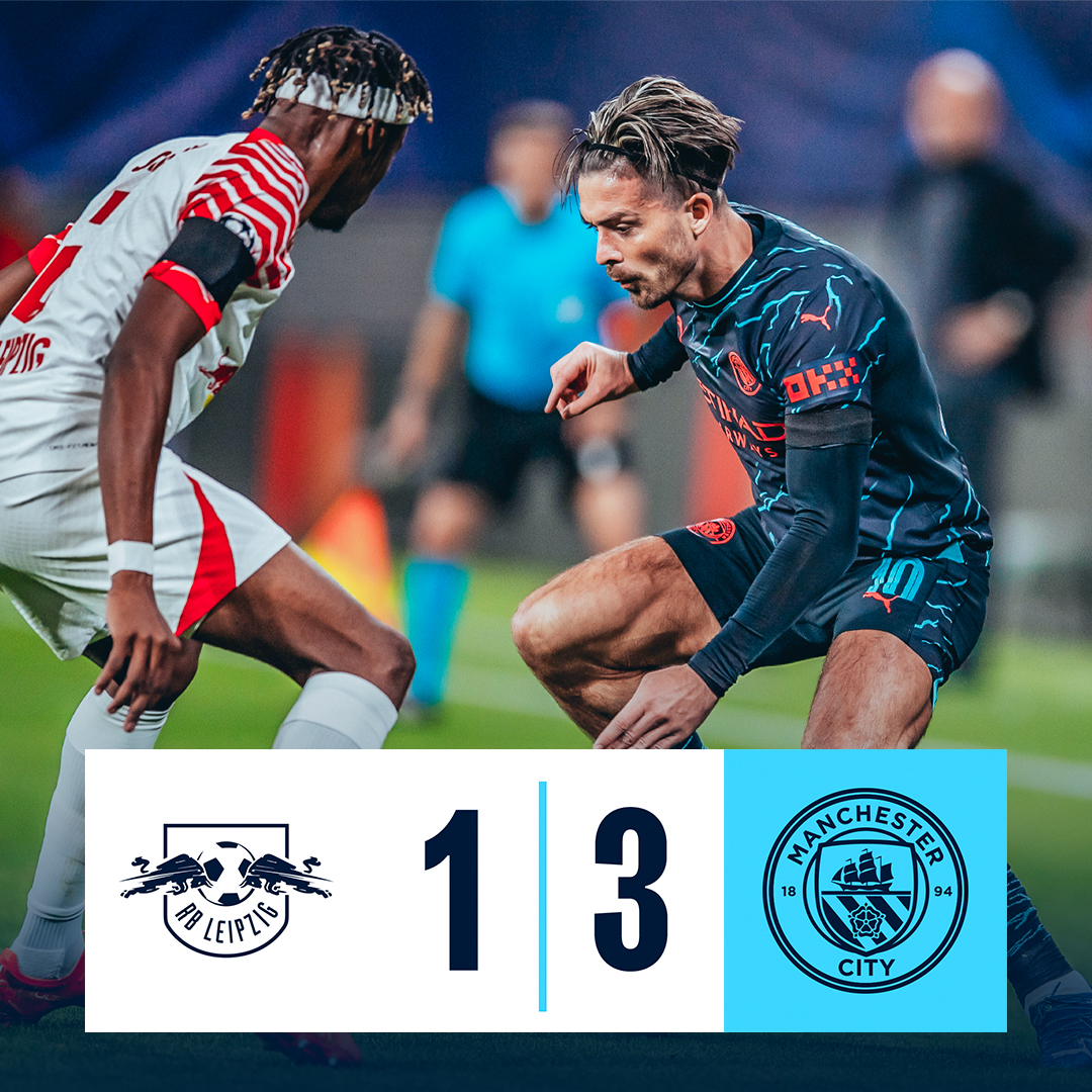 #OnThisDay: RB Leipzig 1-3 #ManCity [2023] ⚽️ [48'] Löis Openda - ⚽️ [25'] Phil Foden ⚽️ [84'] Araña 🕷 ⚽️ [90+2'] Jeremy Doku