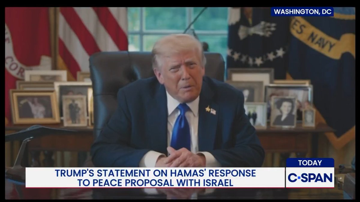 President Trump statement on Hamas' response to peace proposal with Israel.