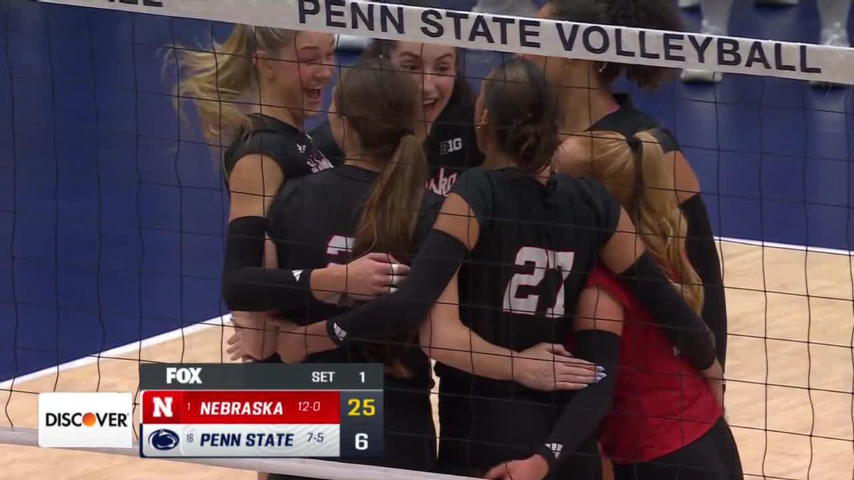 No. 1 Nebraska Volleyball STORMS through Set 1 against No. 16 Penn State 🔥 #B1GVBChallenge on FOX