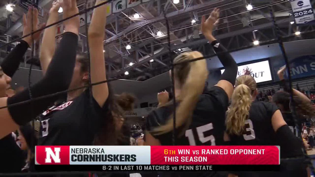 SWEEP 🧹 No. 1 Nebraska Volleyball defeats No. 16 Penn State on the road ‼️ #B1GVBChallenge x Nebraska Volleyball