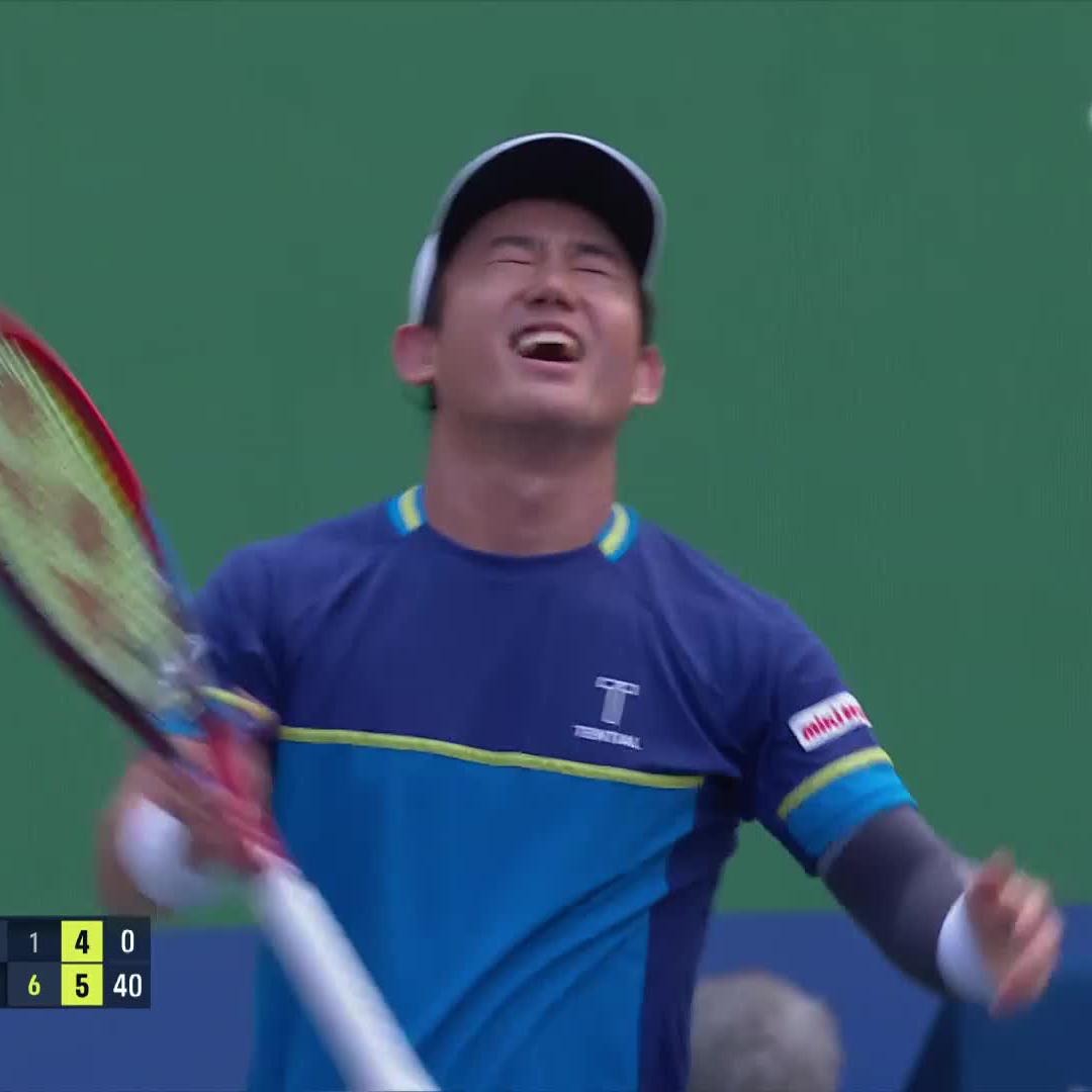 World number 173 takes out number 14 ๐คฏ Yoshihito Nishioka upsets the odds and defeats former finalist Andrey Rublev 2-6 6-1 6-4 ๐ #RolexShanghaiMasters