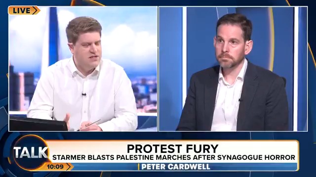 Police have urged organisers to cancel or postpone protests following the Manchester synagogue terror attack. Peter Cardwell: “People celebrating the death of Jews on our streets.” Peter Cardwell | Alex Ballinger MP
