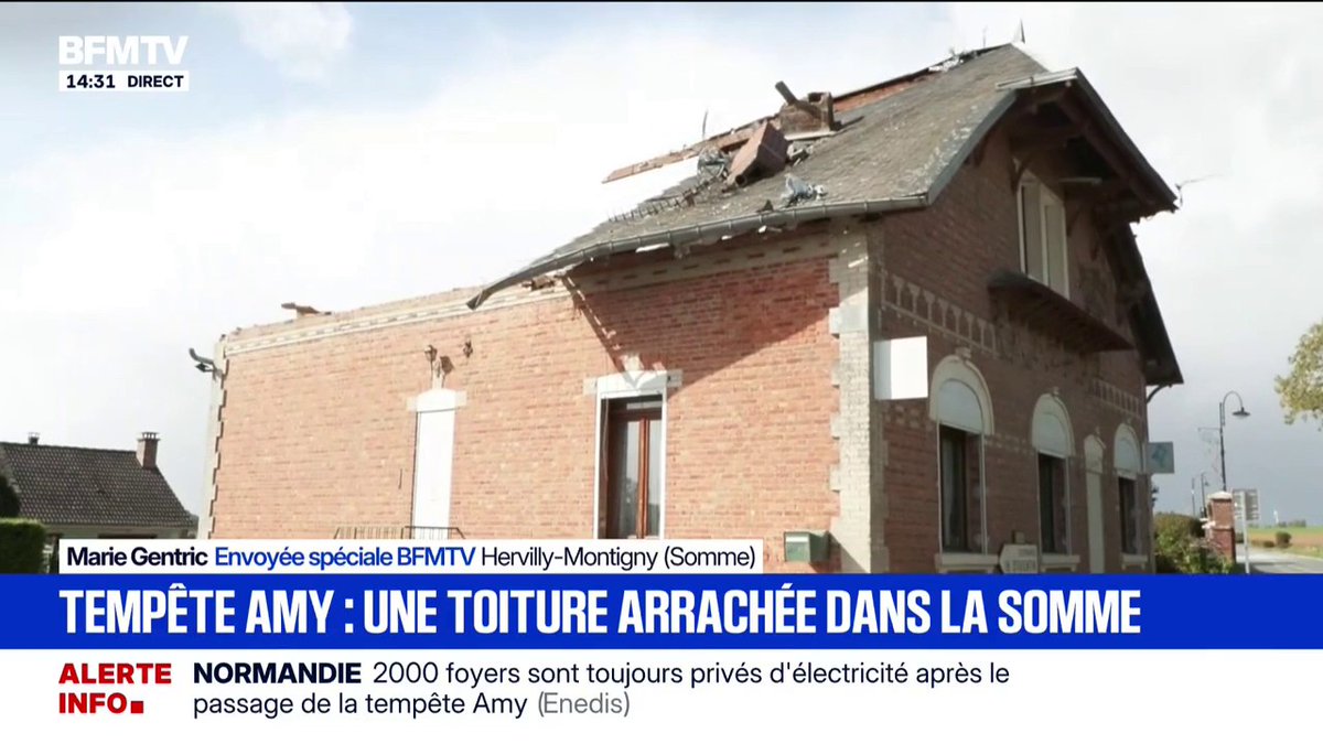 "On m'a appelé pour me dire que le toit de ma grand-mère se trouvait sur la route" La toiture d'une maison arrachée dans la Somme lors du passage de la tempête Amy