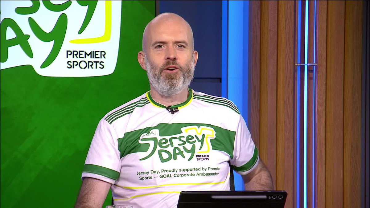 Our studio panel is looking very sharp today ahead of GOAL Global Jersey Day 👕 Damien Delaney is sporting a classic Cork GAA jersey, Kenny Cunningham is throwing it back to his days at Millwall, and Eoin McDevitt is rocking a GOAL x Premier Sports collab 👊