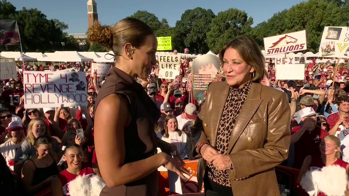 Ms. Terry joins jess sims on stage talk about Nick's Kids Foundation and giving back to Tuscaloosa 👏 And she brought snacks for the fans too ❤️