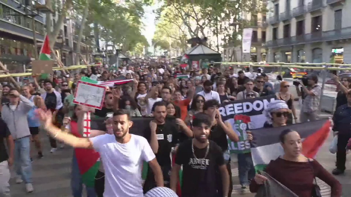 "¡Boicot Carrefour! ¡Israel asesina, Carrefour patrocina!", berrean en la manifestación de esta tarde en Barcelona. No es la "sociedad española" la que protesta por Gaza y pide el boicot a Israel, sino los ninis, perroflautas y los de la religión de paz.