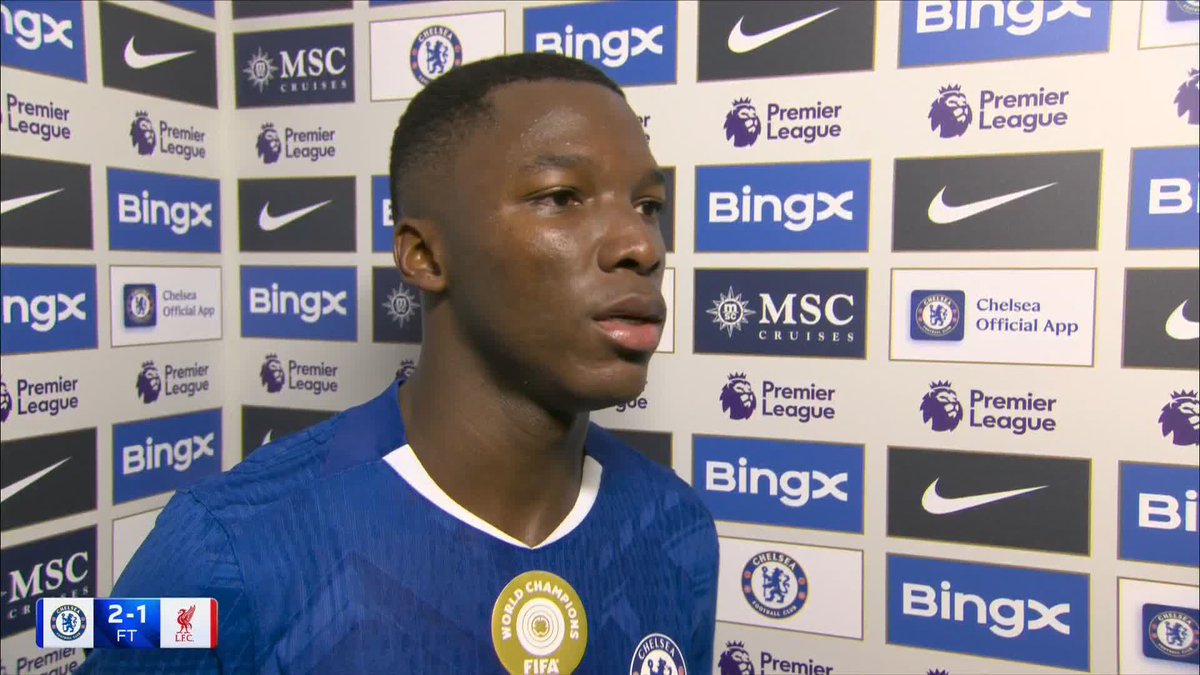 "We are sooo happy." Moses Caicedo on scoring THAT rocket for Chelsea! 🚀
