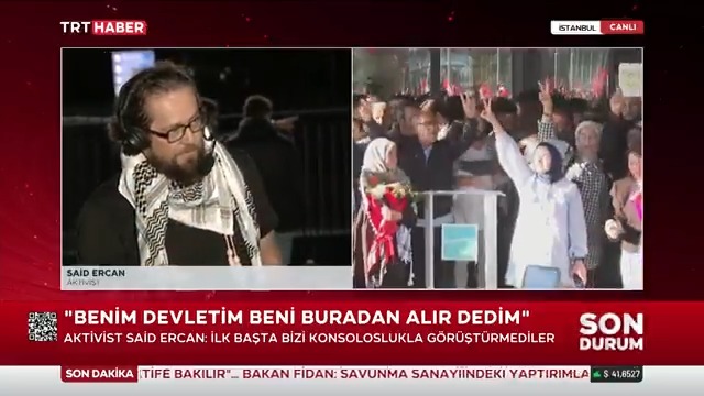 Küresel Kararlılık Filosu'na katılan Said Ercan, siyonist işgalcilerin yaptığı işkenceleri ve yaşadıklarını TRT Haber'e anlattı. 📌"'Yarın devletim gelir, bizi alır' dedim. Bizi almakla kalmadı, diğer aktivistleri de aldı. Arkamızda güçlü bir devletimiz olduğunu hissettik"