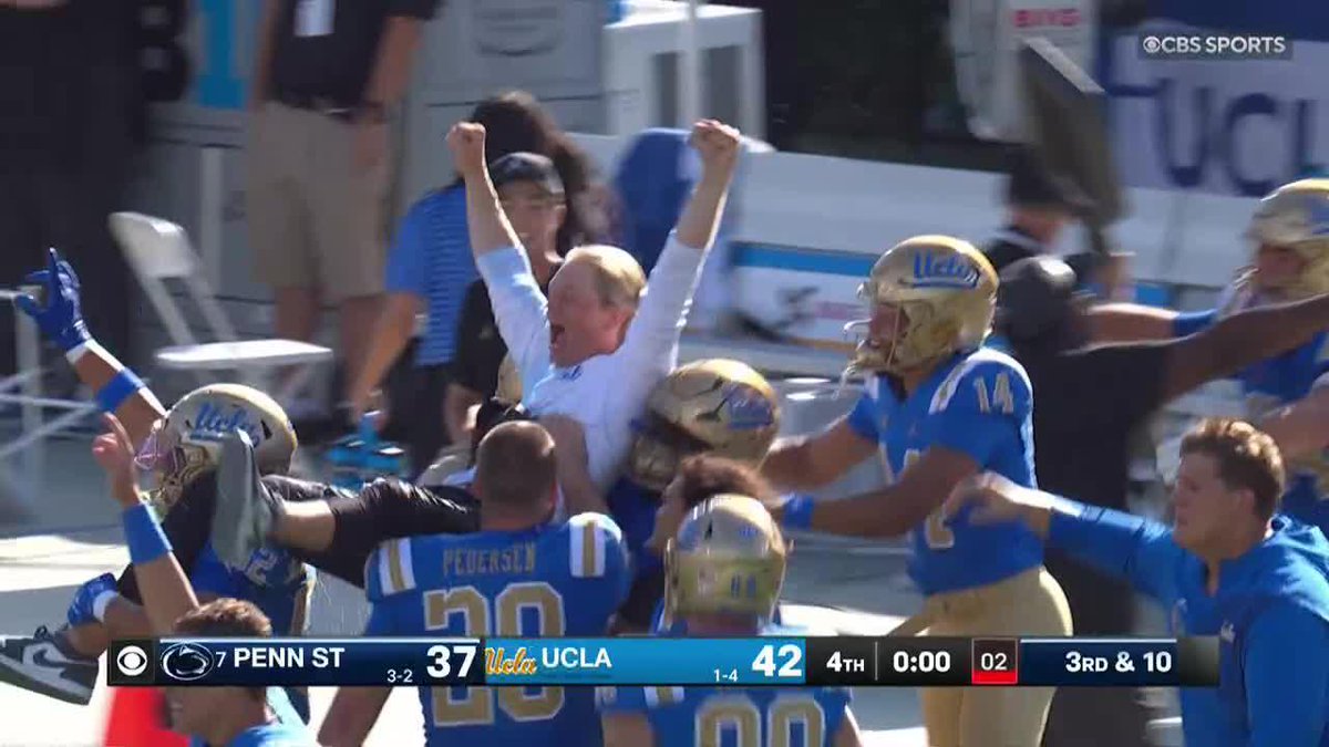 WHAT A SCENE! UCLA takes down No. 7 Penn State and carries Jerry Neuheisel off the field!