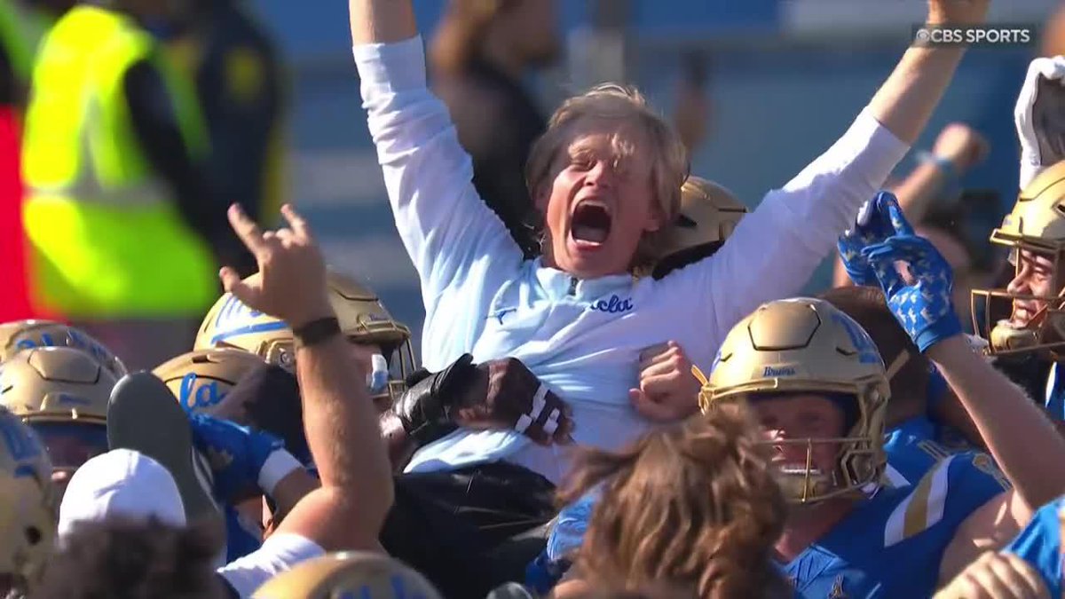 This is just awesome. Rick Neuheisel reacts to the final play of UCLA's win, with his son calling the plays for the Bruins.