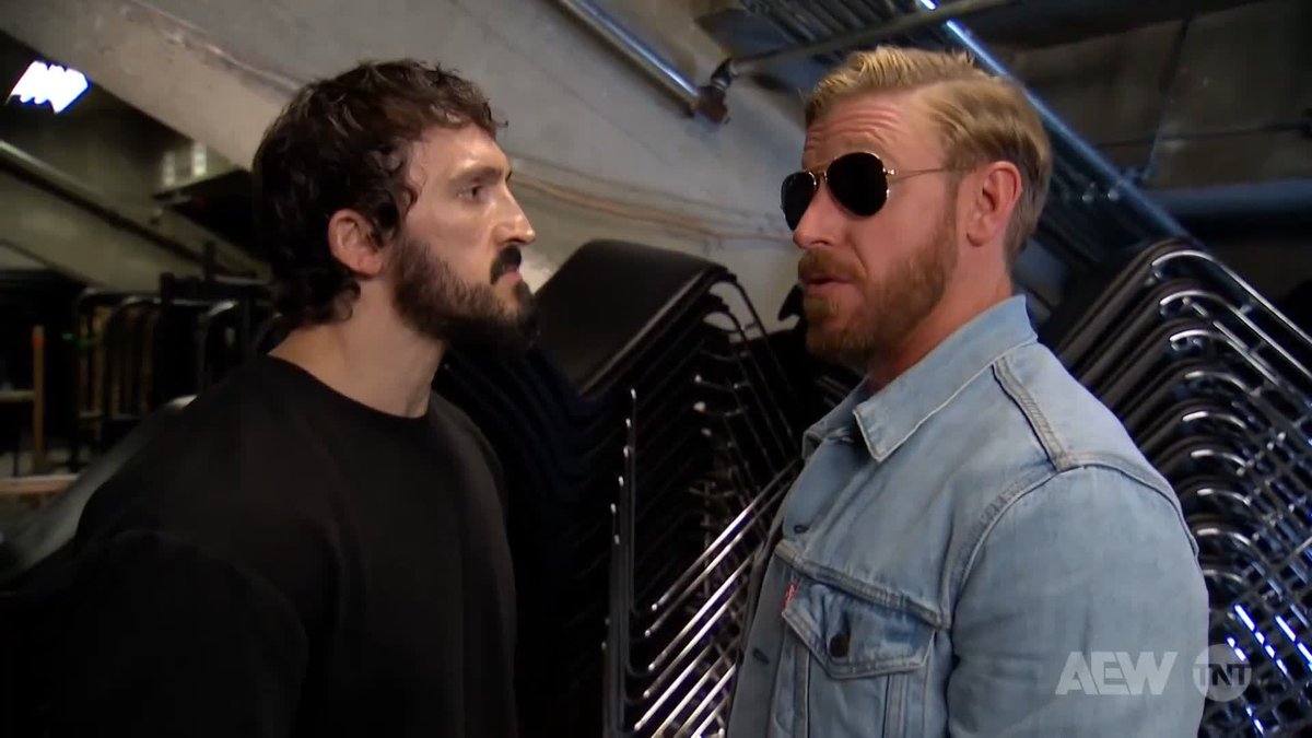 PAC confronts Orange Cassidy backstage during the opening Collision promos!!! PAC VS OC ONE MORE TIME IN JACKSONVILLE NEXT TUESDAY. 🔥