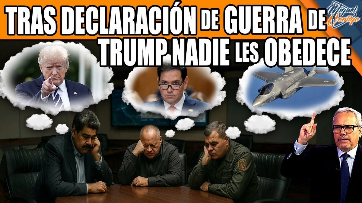 UN FATÍDICO DÍA PARA NICOLÁS El jueves fue un día fatídico para el dictador venezolano, primero con la confirmación de vuelos de los cazas F-35 estadounidenses en territorio de interés y seguridad para Venezuela, y luego la declaratoria de Trump de “conflicto armado” en contra de “organizaciones terroristas designadas”, entre las que se encuentra el Cártel de los Soles. En el primer caso, que ya lo habíamos adelantado por acá gracias al seguimiento que hacemos a las cuentas que hacen monitoreo de esto, Padrino López admitió que hubo cinco aviones que sobrevolaron el FIR de Maiquetía. Sin embargo, no nombró a uno de las más importantes aeronaves que estuvo en ese espacio aéreo y es el que está destinado al aprovisionamiento de combustible. Esto demuestra que los F-35 si pueden volar de Puerto Rico a Venezuela y luego volver a su lugar de origen, despedazando la teoría de Padrino que lo tildó de “imposible”. Pero el segundo quizás es el que más preocupa a Nicolás, porque además del memorándum enviado por el presidente de los EE.UU. al Congreso, según Fox News también firmó la autorización en el Pentágono para que se actúe a discreción, bombardeo de por medio contra los objetivos del cártel venezolano. Así que como se dijo al inicio de esta nota, fue un fatídico día para el usurpador de Miraflores, quien sabe que su final está cada vez más cerca. Para disfrutar del programa completo ingresa y suscríbete a nuestro canal de YouTube