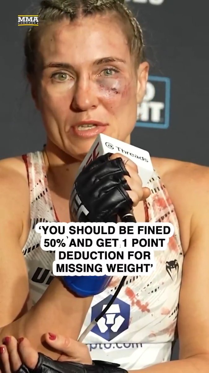 #UFC320 winner Yana Santos wants harsher penalties for fighters who miss weight: "If we get a 50% fine and a point deduction, there will be much less people who [miss weight]."