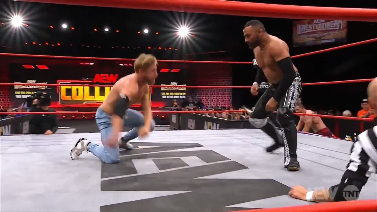 .@OrangeCassidy is firing up in our Trios Main Event! Watch #AEWCollision on TNT &amp; HBO Max
