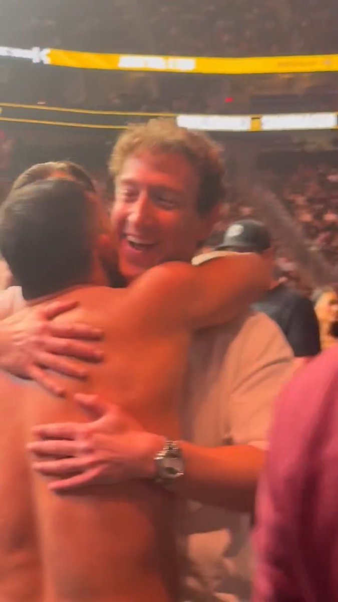 Mark Zuckerberg was waiting outside the octagon to meet Daniel Santos after his #UFC320 win.