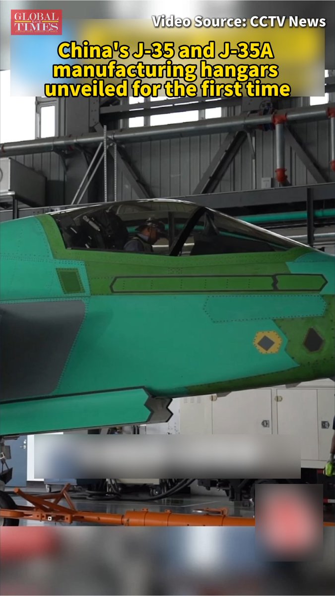 The hangars of China's J-35 and J-35A stealth fighter jets were publicly unveiled for the first time on Sunday, according to China Military Bugle, an official media account affiliated with the Chinese People's Liberation Army (PLA) news media center.