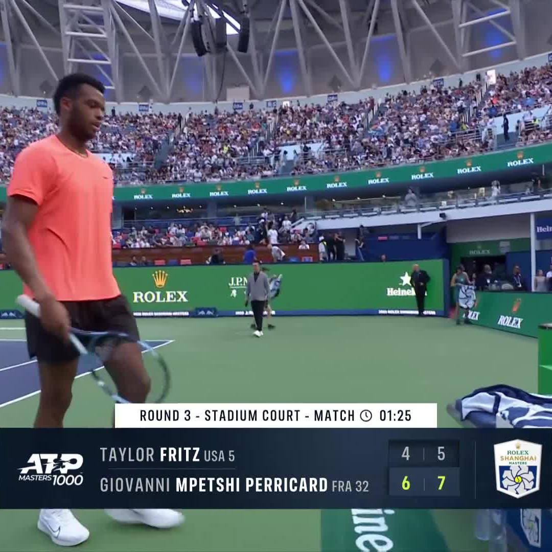 Biggest win of his career so far 🤩 Giovanni Mpetshi Perricard collects his first top 10 win as he beats Taylor Fritz 6-4 7-5 ✅ #RolexShanghaiMasters