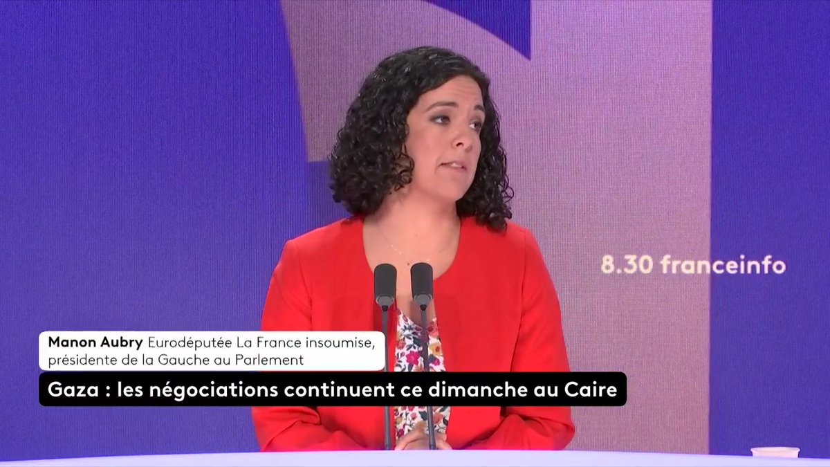 ‼️⚠️ Manon Aubry refuse d’appeler au désarmement du Hamas. Le 7 octobre 2023, le Hamas a violé des femmes en leur enfonçant des couteaux dans le vagin, a brûlé des familles, a kidnappé et massacré des enfants. La honte n’a plus aucune limite.
