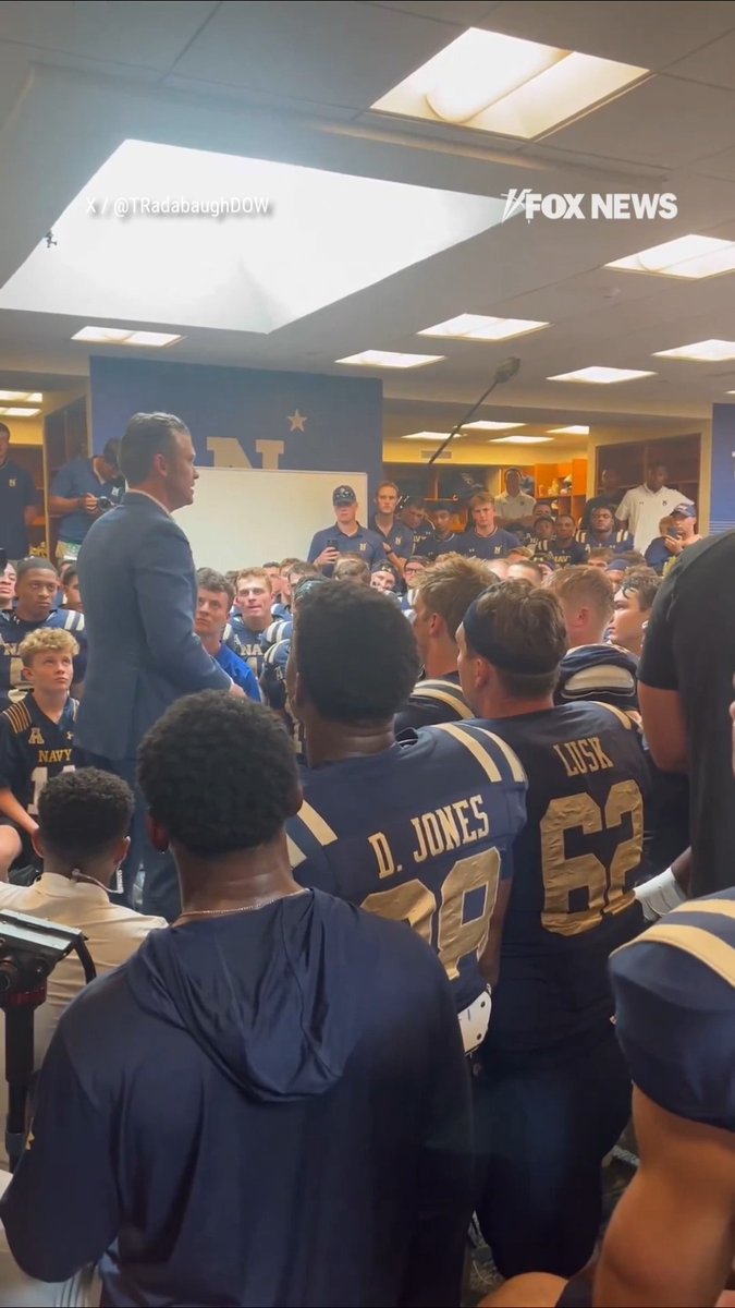 WATCH: Secretary of War Pete Hegseth gave a passionate speech in the locker room after Navy beat Air Force. "We have your back. The nation has your back. Your leadership has your back. Stick to it. Fight like hell. Do what you did on the field today, and America will never, ever go wrong."