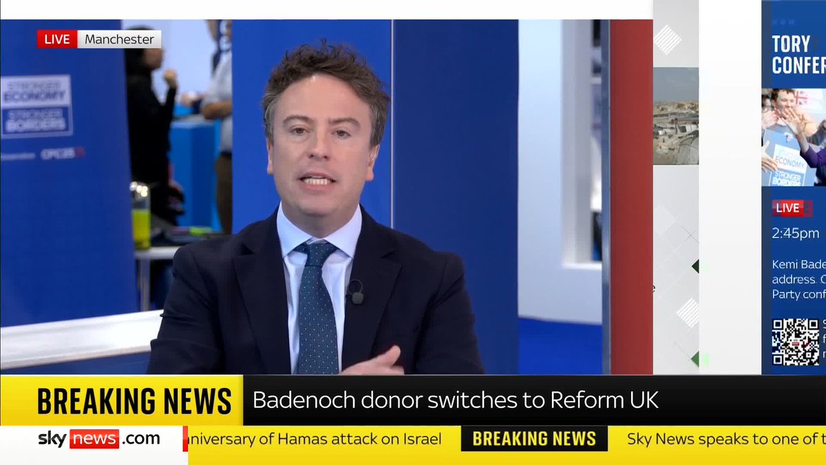 BREAKING: A Conservative Party donor who funded Kemi Badenoch's leadership campaign has defected to Reform UK. Sky's Sam Coates Sky reports. 📺 Sky 501, Virgin 602, Freeview 233 and YouTube