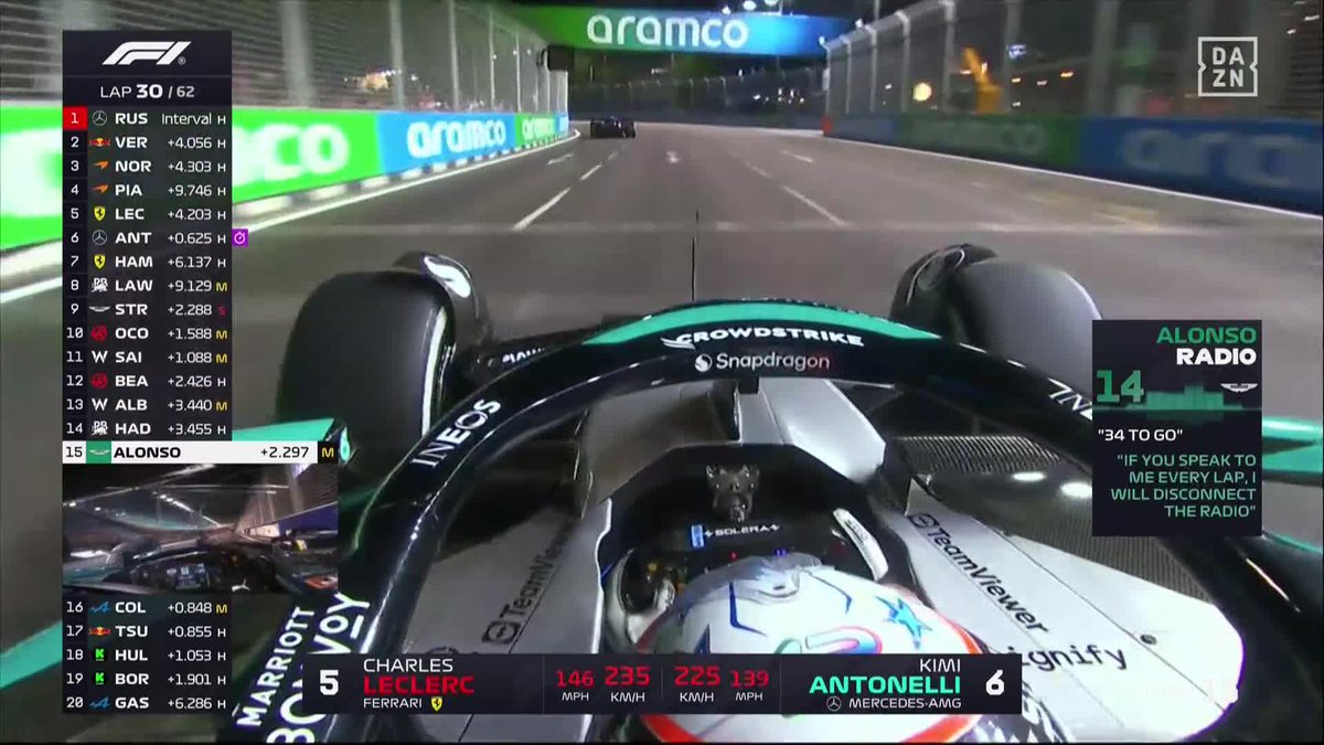 🗣️ ¡ALONSO SE LO DEJA CLARO A SU INGENIERO! "Si me hablas cada vuelta, desconecto la radio" No está para bromas Fernando #SingapurDAZNF1 🇸🇬