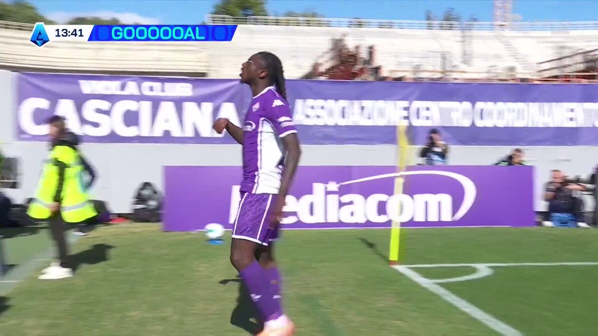 💥 Moise Kean with an absolute ROCKET for Fiorentina against Roma. 🚀