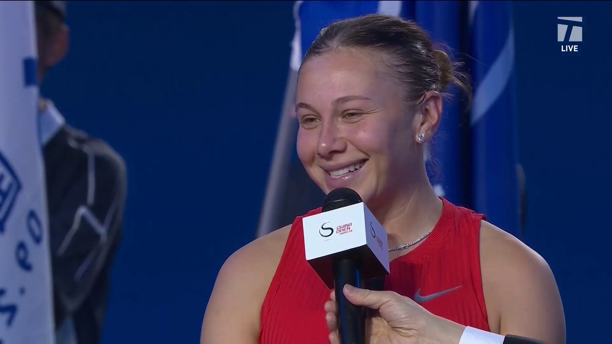 “I’ve had the best time here.” ⭐️ Amanda Anisimova shares her gratitude after winning Beijing. 😌🎤 #2025ChinaOpen