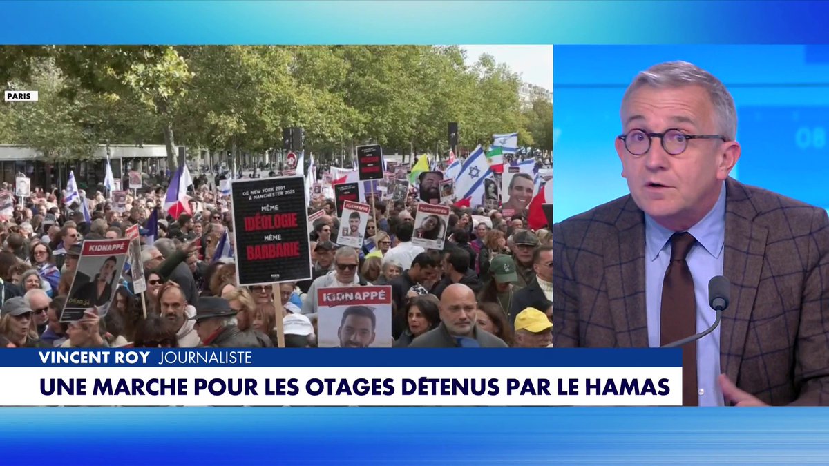 «Le drapeau palestinien est devenu le symbole de la haine de la France», dénonce le journaliste Vincent Roy, en revenant sur la marche pour les otages détenus par le Hamas #PunchlineWE