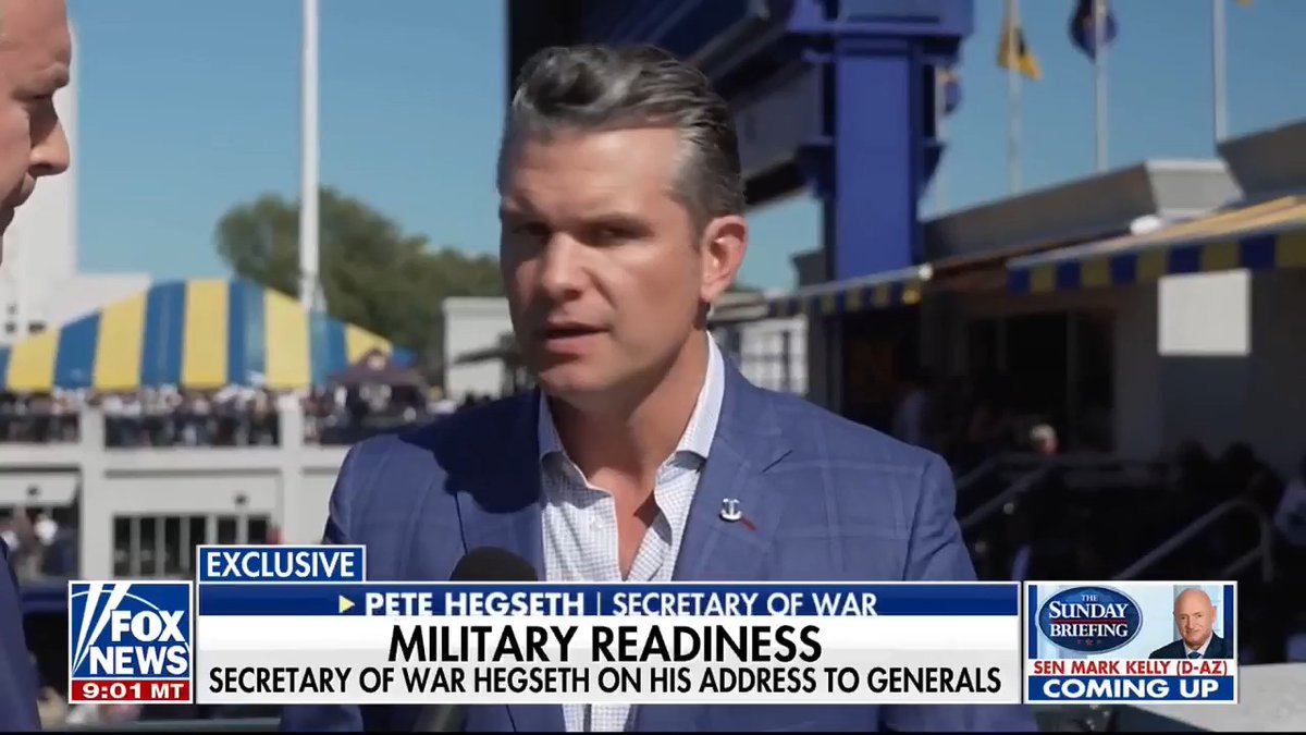 SECRETARY HEGSETH on the government shutdown: "We're dealing with a Chuck Schumer special right now. This is the vanity of one man who doesn't want to look weak to his base." "It's unfortunate that the Democrats are pushing politics into something when all we want to do is defend the nation and we're going to keep doing it." | Sunday Briefing