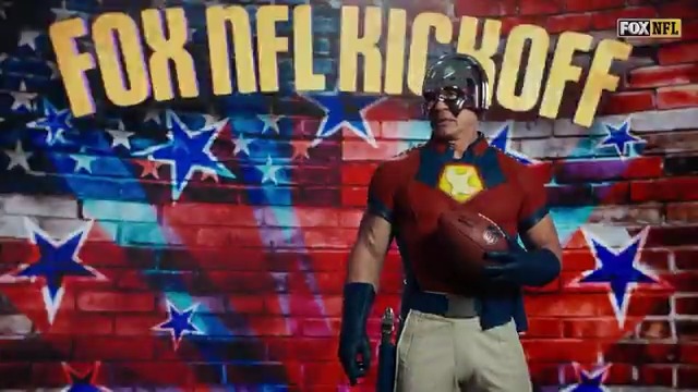 Peacemaker did the intro for FOX NFL Kickoff today. John Cena was born to play this role 😭😂
