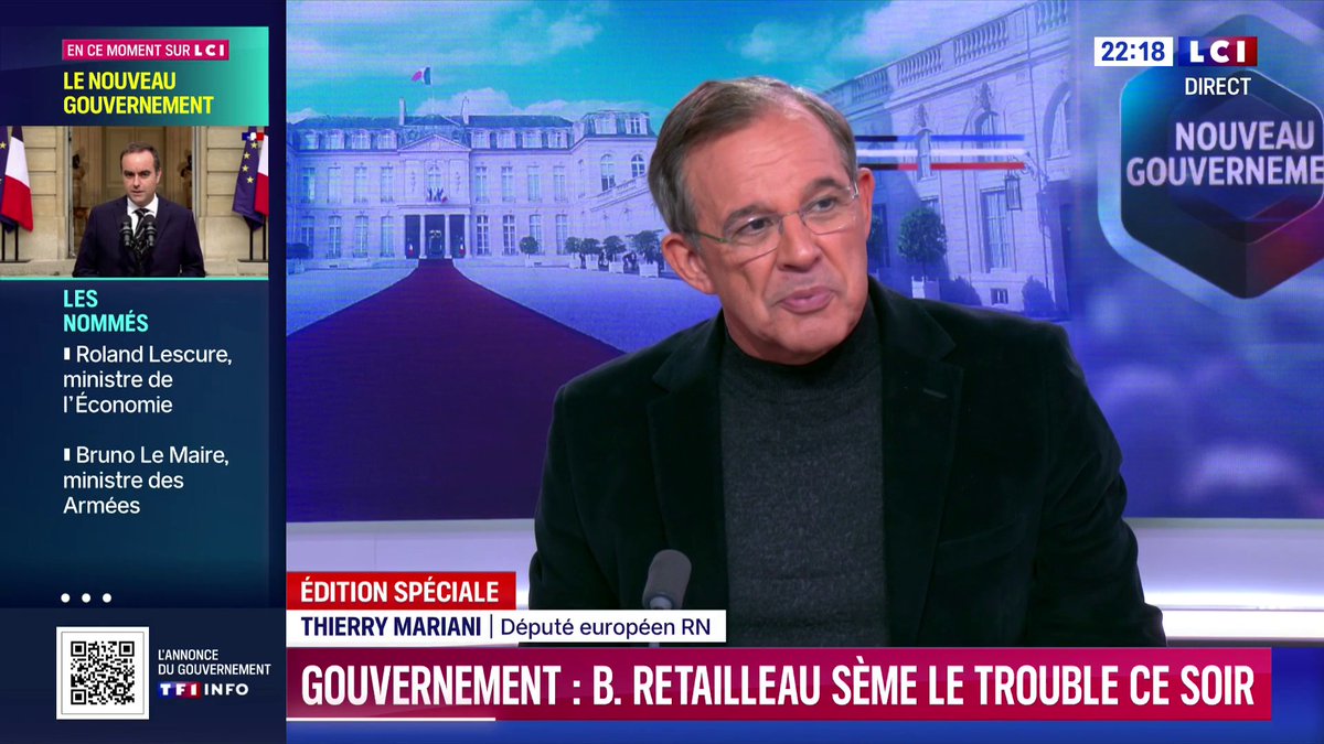 Nomination du gouvernement et réaction de Bruno Retailleau : "La moindre des choses c'est qu'on appelle M. Retailleau donc j'ai beaucoup de mal à le croire", Thierry MARIANI