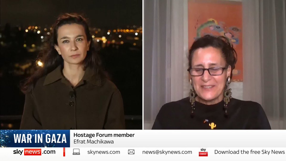 "It's so hard to express the worry before the actual hug." Efrat Machikawa, who had six relatives taken hostage by Hamas, talks to Yalda Hakim about the emotional moment she was reunited with her uncle. Latest ➡️ 📺 Sky 501, Virgin 602 and YouTube